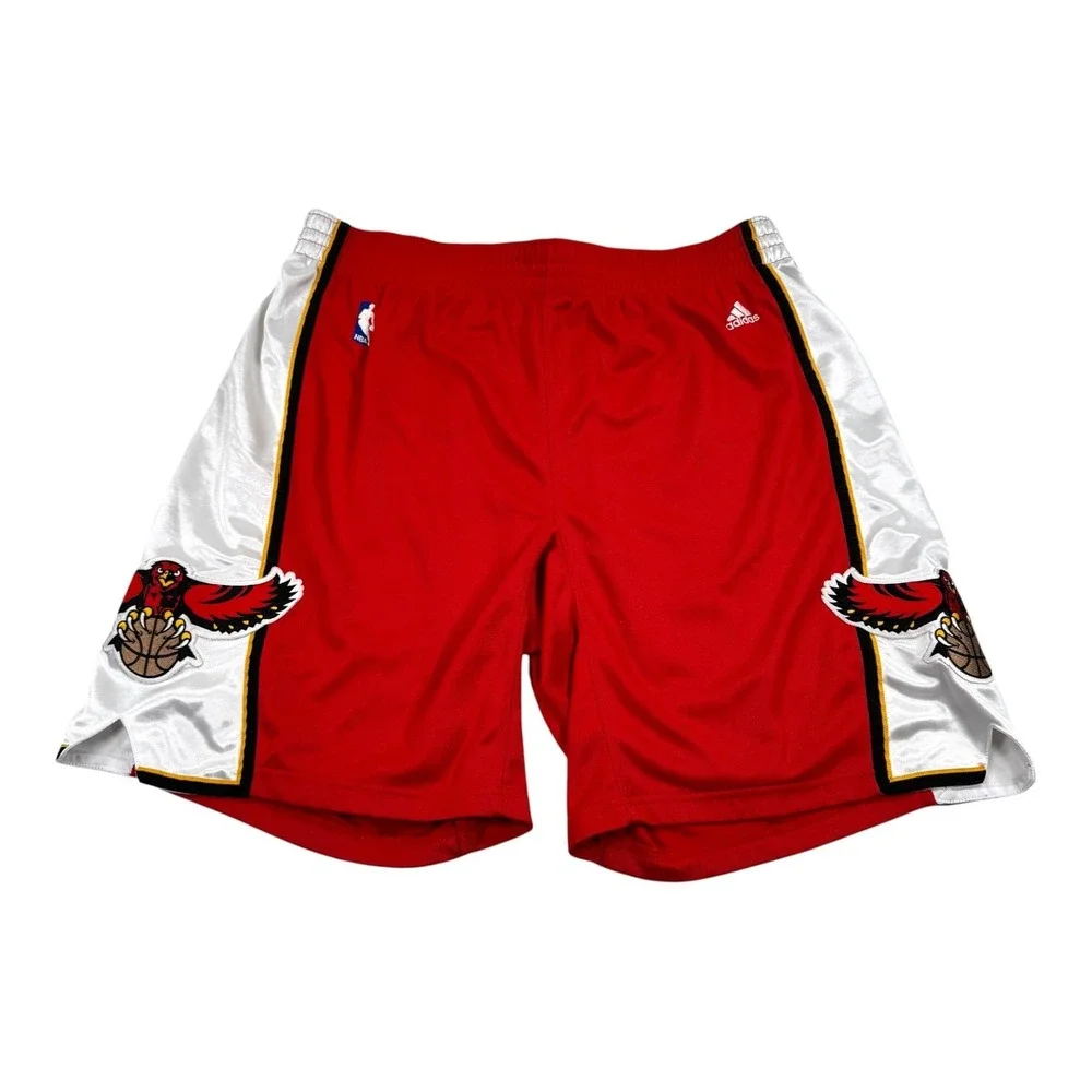 Vtg Atlanta Hawks Shorts Mens 38 Red NBA Basketball Adidas NBA Authentics Logo